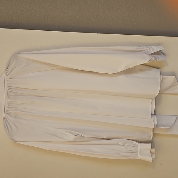 Eloquii White Tie Front Bib Collar Blouse - Picture 6 of 7